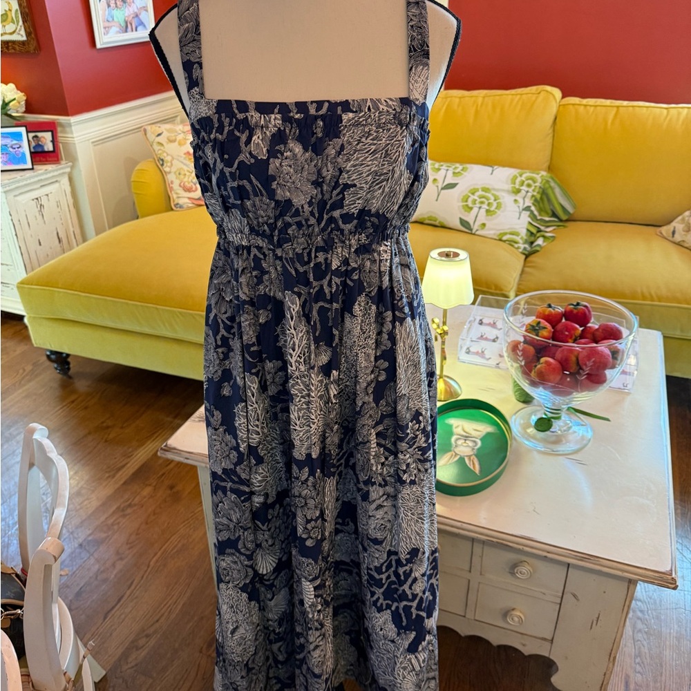 J. Crew Navy and White Floral Maxi Dress